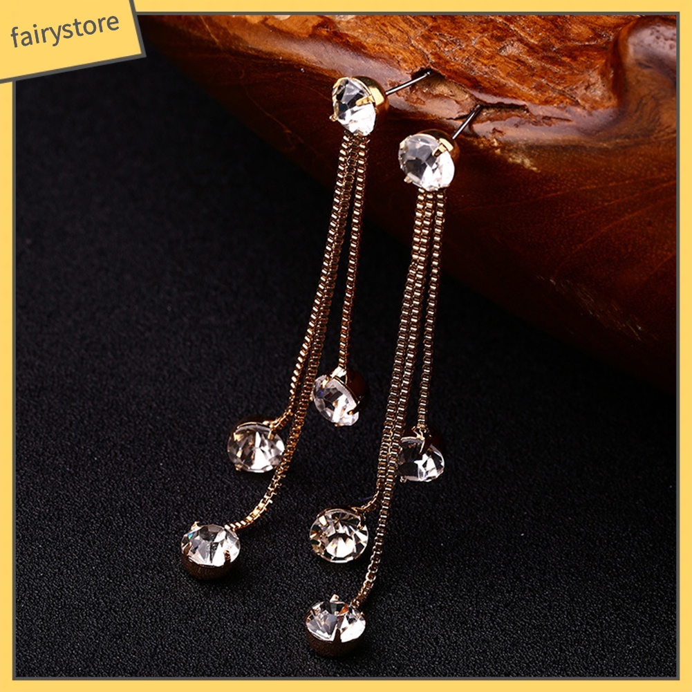 Bông Tai Dáng Dài Đính Đá Lấp Lánh Thời Trang