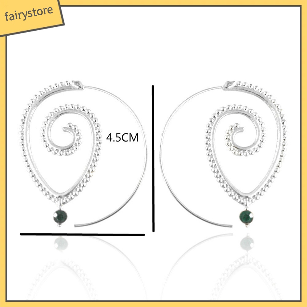 Bông Tai Hình Giọt Nước Dạng Xoắn Đính Đá Dành Cho Nữ