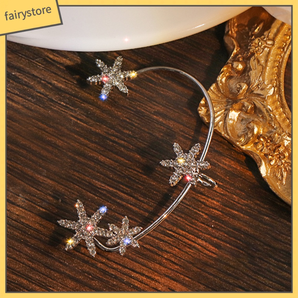 1 Khuyên Tai Hợp Kim Hình Bông Tuyết Đính Đá Chống Gỉ