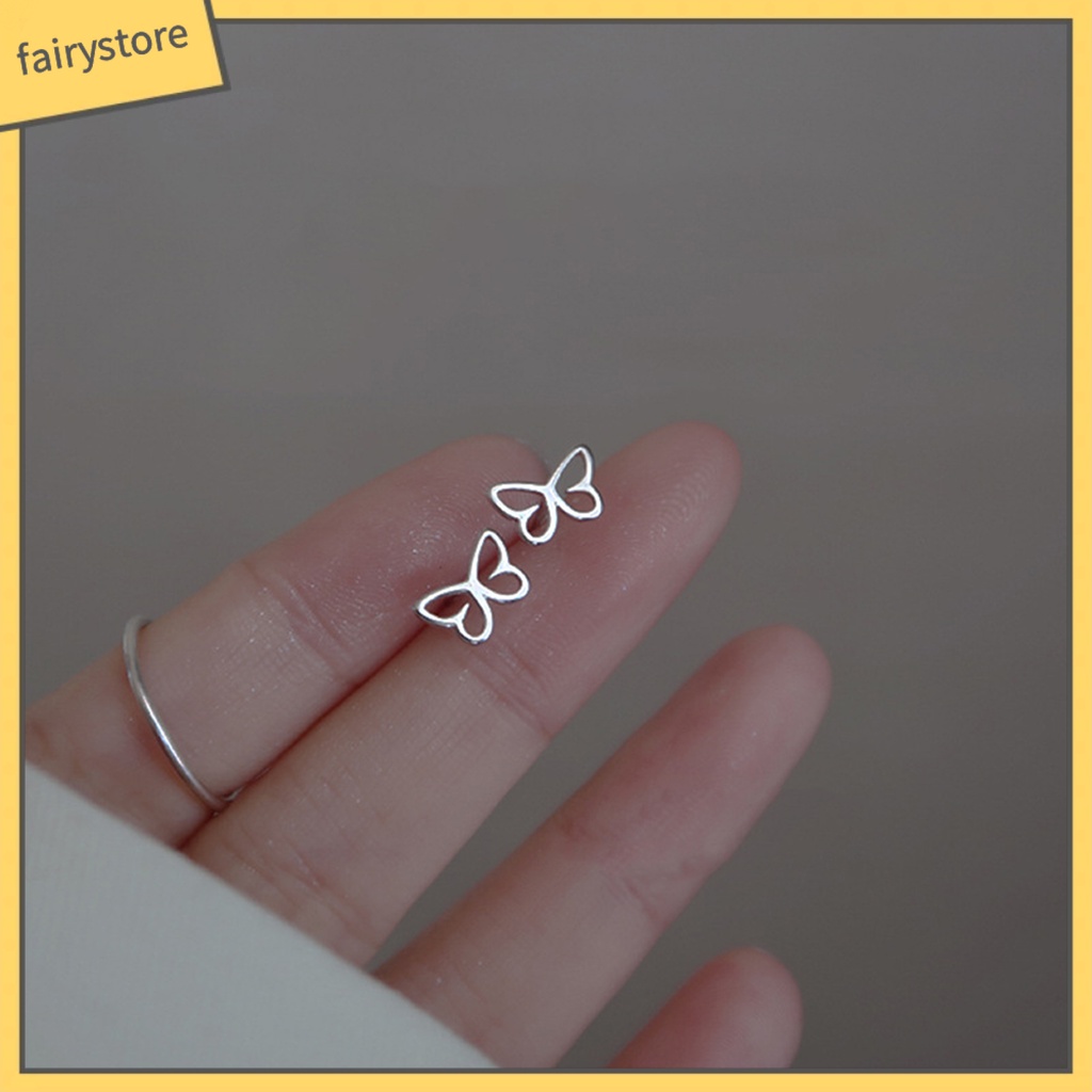 1 Đôi Bông Tai Hình Học / Bướm / Trái Tim / Ngôi Sao Rỗng Mạ Điện Sáng Bóng Chống Dị Ứng Trang Sức Làm Quà Tặng Cho Bạn Gái