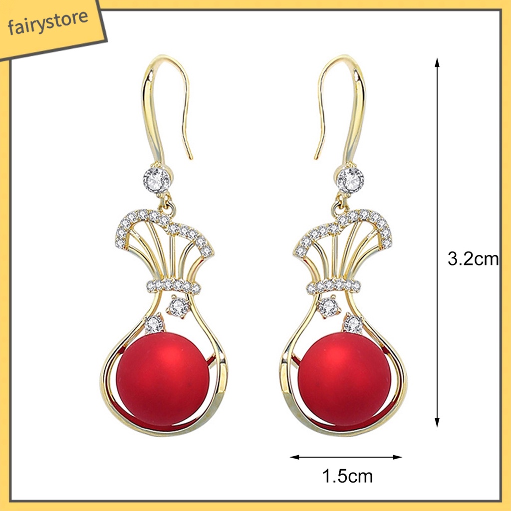 1 Đôi Bông Tai Lủng Lẳng Đính Đá Lấp Lánh Thời Trang Cho Nữ