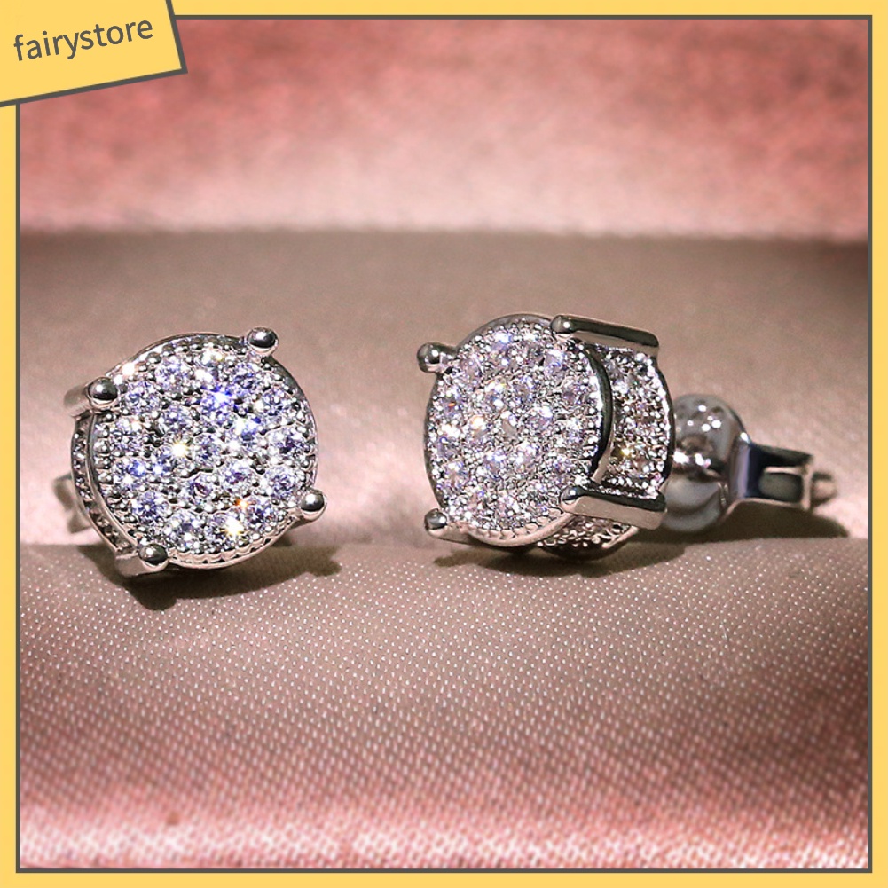 Khuyên Tai Tròn Đính Đá Zircon Thời Trang Cho Nữ