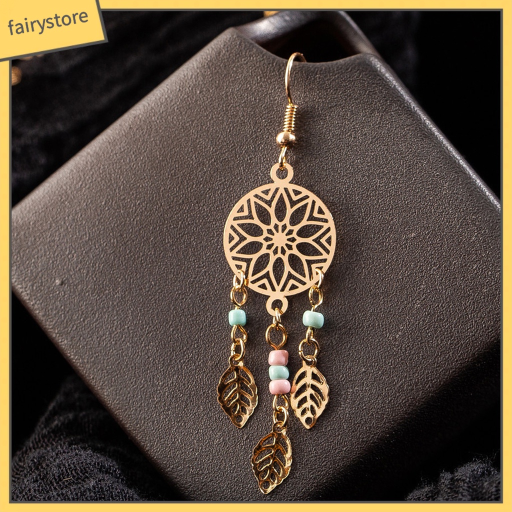 1 Đôi Bông Tai Hình Chiếc Lá Đính Hạt Thời Trang Dành Cho Nữ