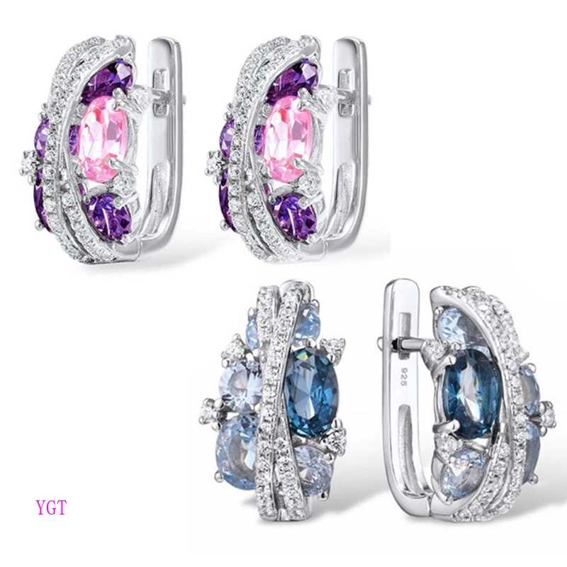 Ygt Đôi Khuyên Tai Vòng Đính Đá Zircon Thời Trang Cho Nữ