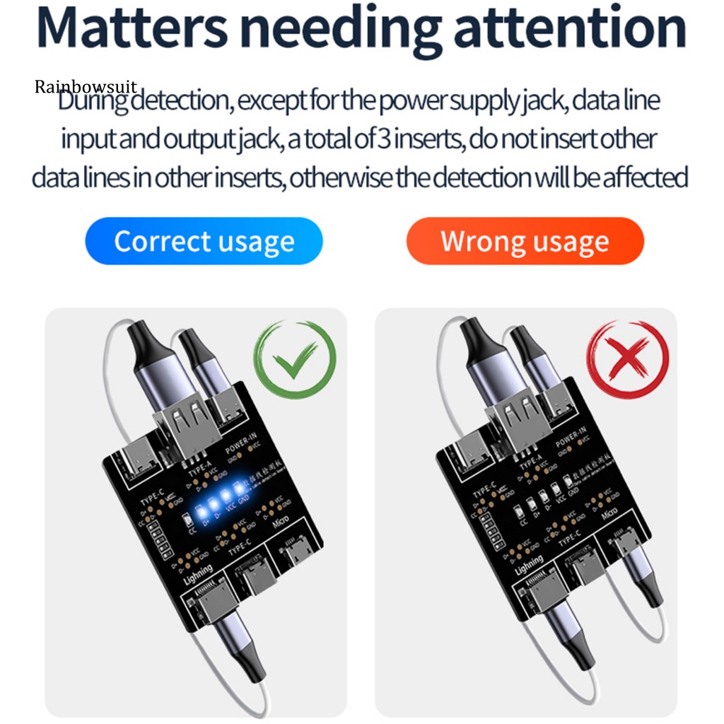 Bảng Mạch Kiểm Tra Cáp Dữ Liệu USB Type-C 8-Pin Cho Android iOS