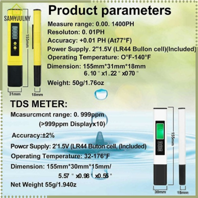 Máy Đo Độ Ph Kỹ Thuật Số 0-9999 Ppm Cho Hồ Bơi