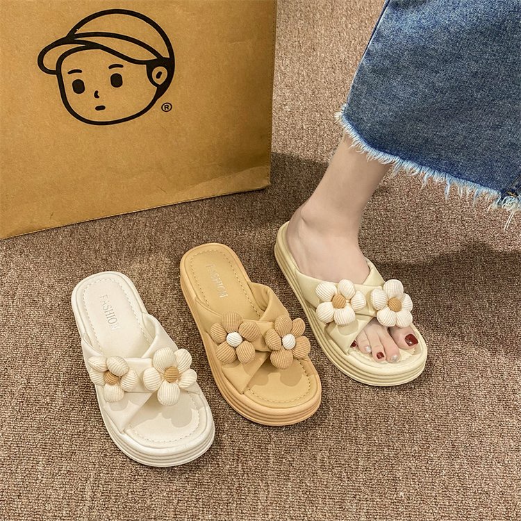 Dép Quai Ngang Đính Hoa Thời Trang Nữ Tính