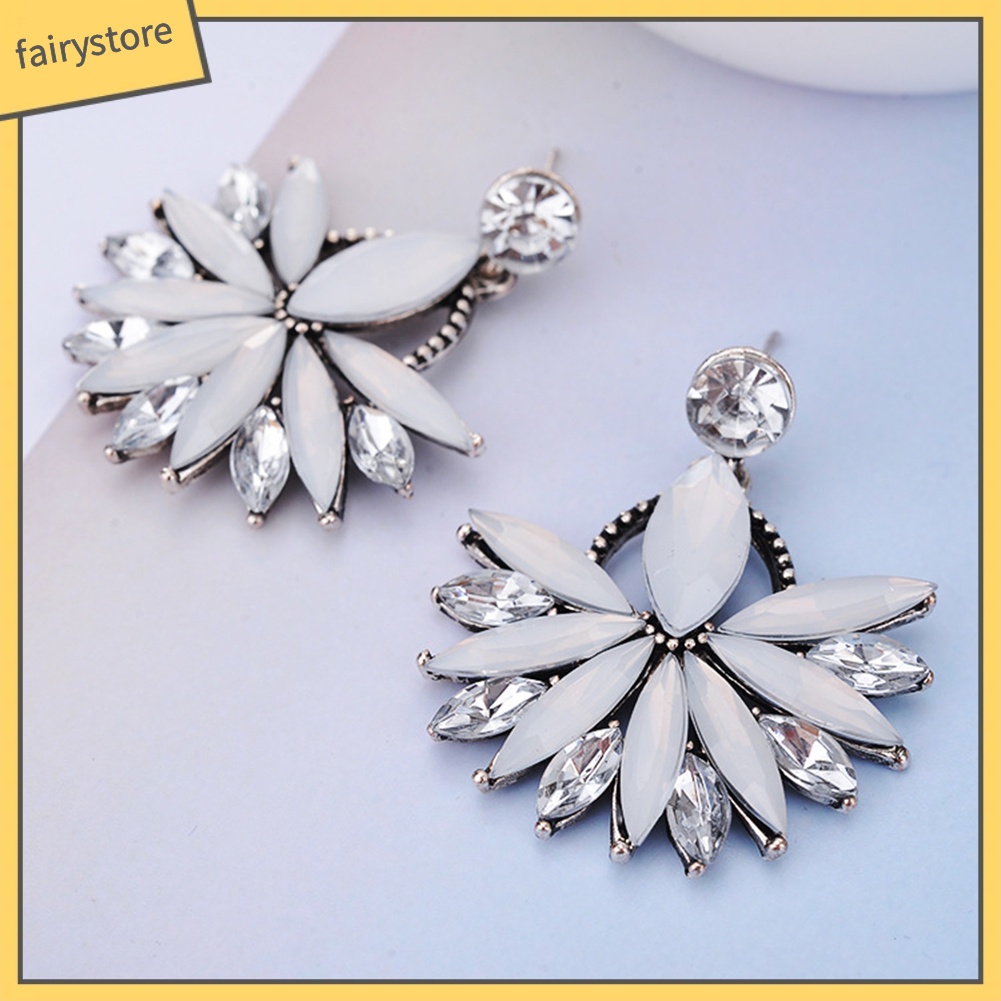 Đôi Khuyên Tai Hình Hoa Đính Đá Phong Cách Boho Thời Trang Cho Nữ