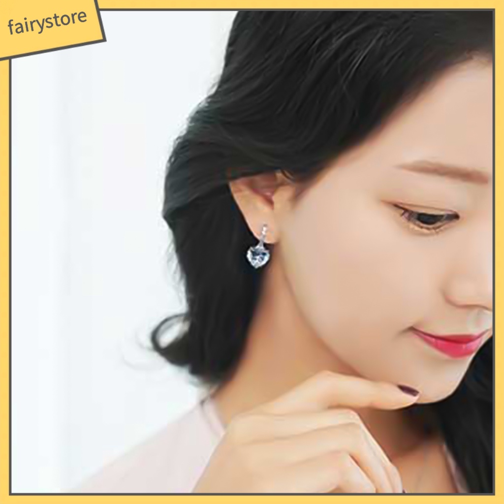 Bông Tai Hình Trái Tim Đính Đá Bằng Hợp Kim