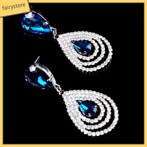 Bông Tai Hình Giọt Nước Đính Đá Thanh Lịch Dành Cho Nữ