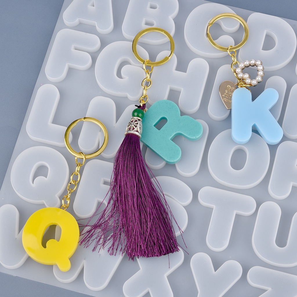 Chữ Epoxy Silicone Khuôn chữ và số Khuôn DIY Key Buckle Earrings Epoxy Trang sức Thủ công mỹ nghệ Đúc khuôn