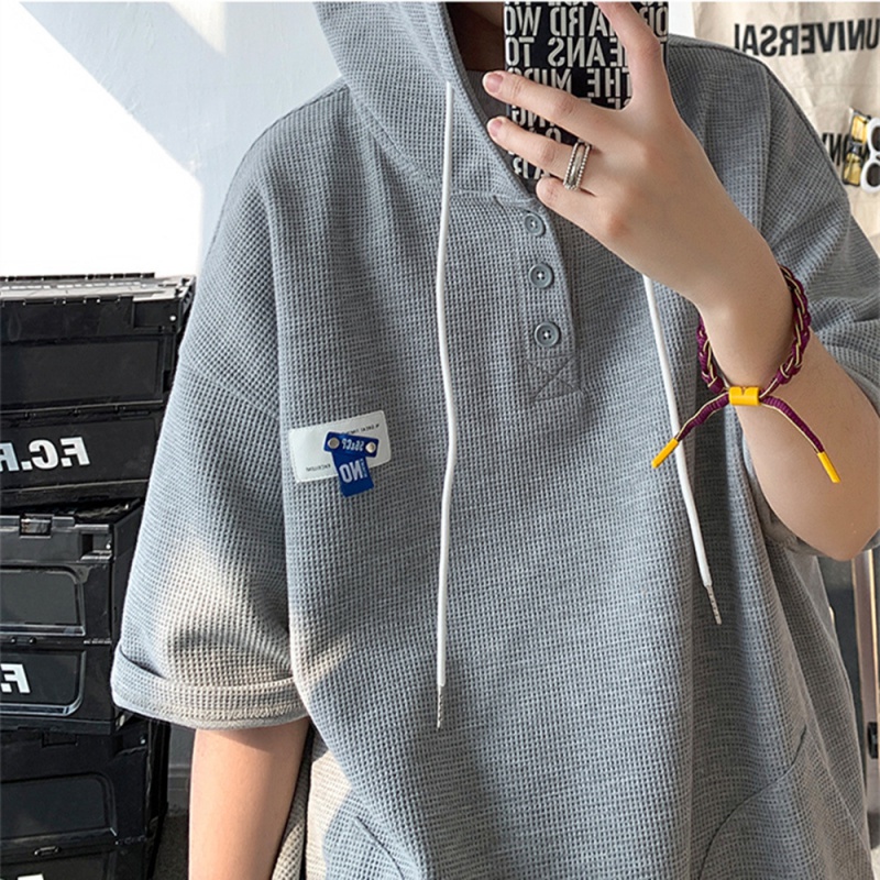 Áo Thun Nam Có Nón Tay Ngắn Phong Cách Hong Kong Thời Trang Mùa Hè