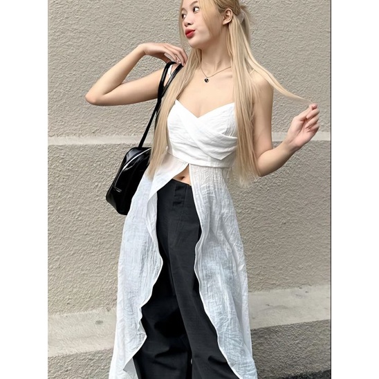 Áo Hai Dây Hở Lưng Phong Cách Hàn Quốc Quyến Rũ Dành Cho Nữ