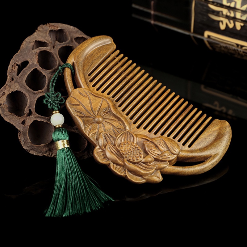 Lược Chải Tóc Xo94Bsyu Bằng Gỗ Đào Tự Nhiên Chống Tĩnh Điện Mát Xa Da Đầu