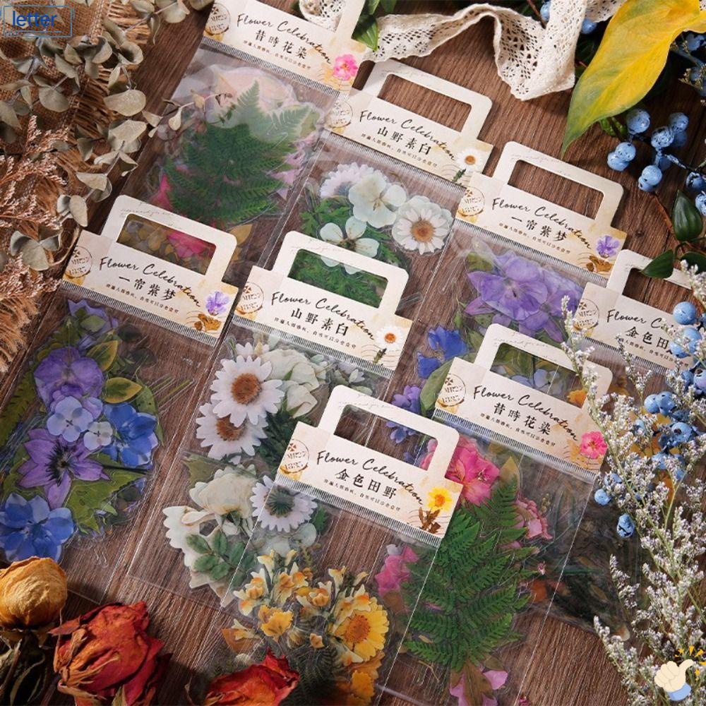 Set 160 Sticker Dán Trang Trí Hình Hoa Lá Phong Cách Vintage