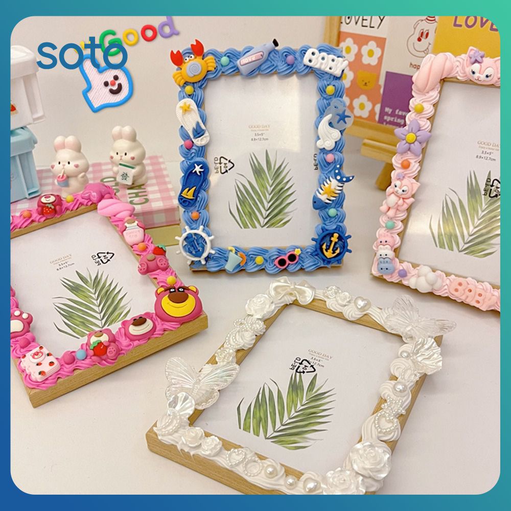 ♫Sanrio 5-inch Khung ảnh Bảng Khung Kem Keo Trẻ Em Tự Chế Tự Làm Vật Liệu Trang Sức Phụ Kiện Gói Handmade