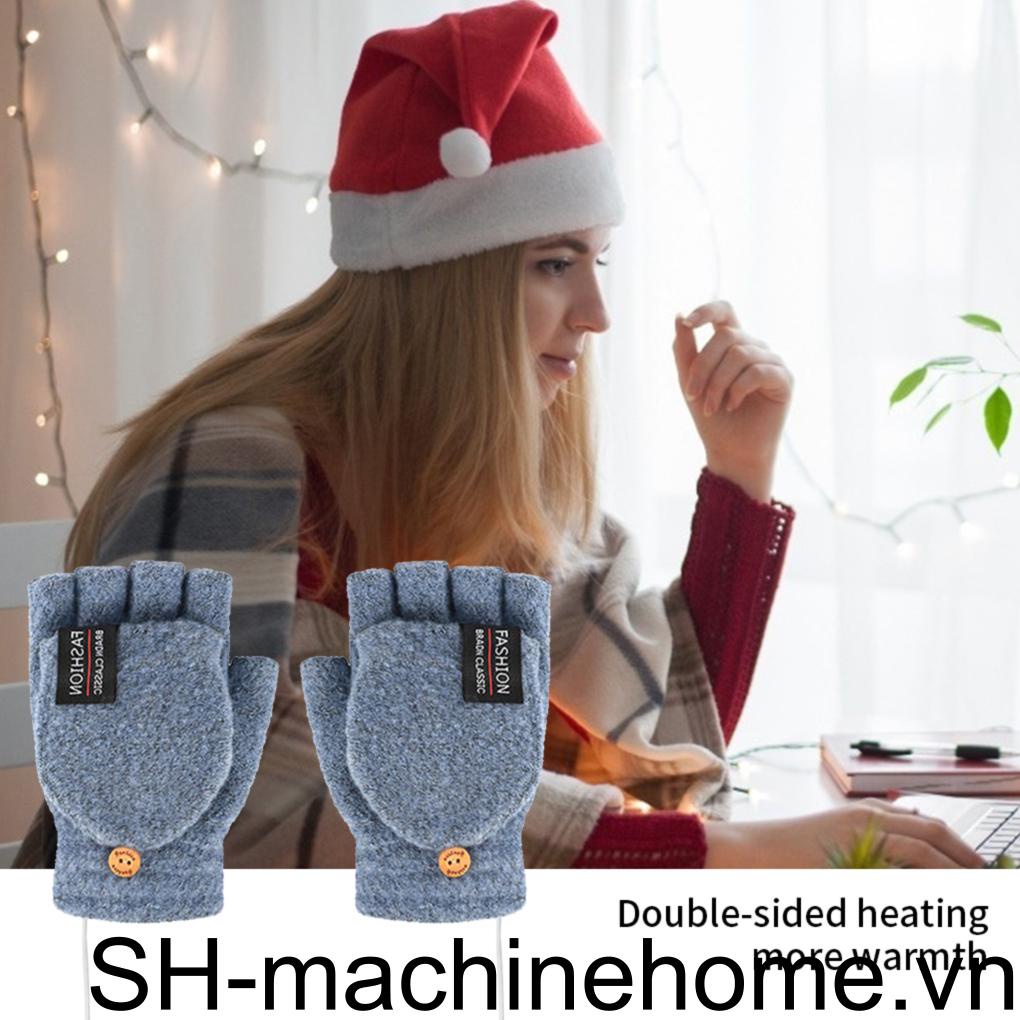 Găng Tay Điện Sưởi Ấm Hở Ngón Sạc Cổng USB Tiện Dụng