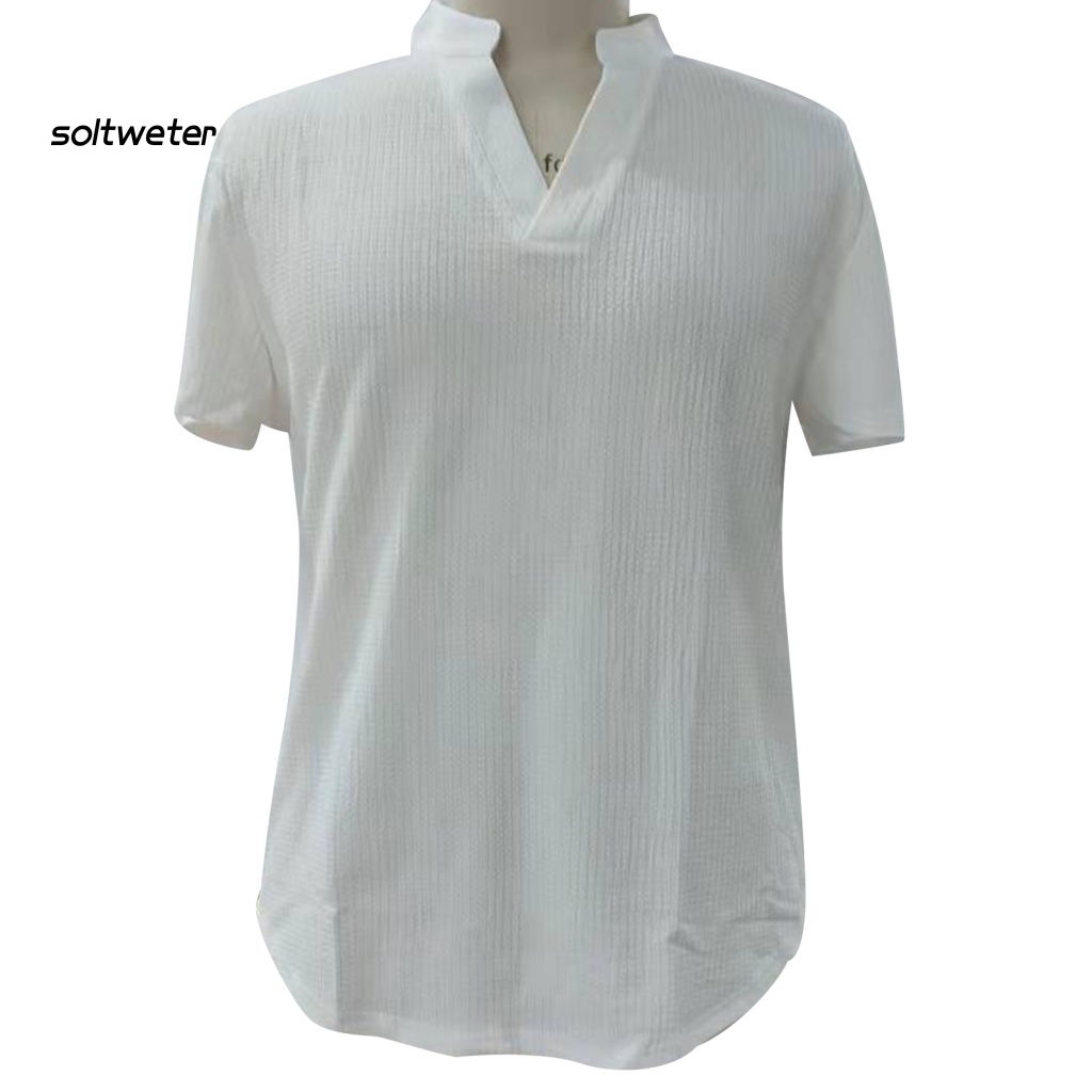 Áo Thun Cổ Chữ V Màu Trơn Thoáng Khí Chống Mòn Thời Trang Mùa Hè Cho Nam