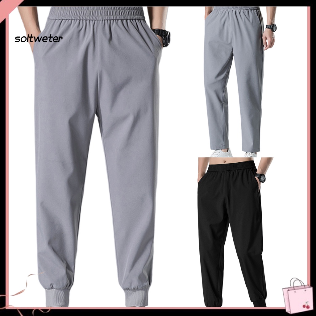 Quần Dài Oversize Lưng Thun Co Giãn Màu Sắc Trơn Phong Cách Đường Phố Cho Nam