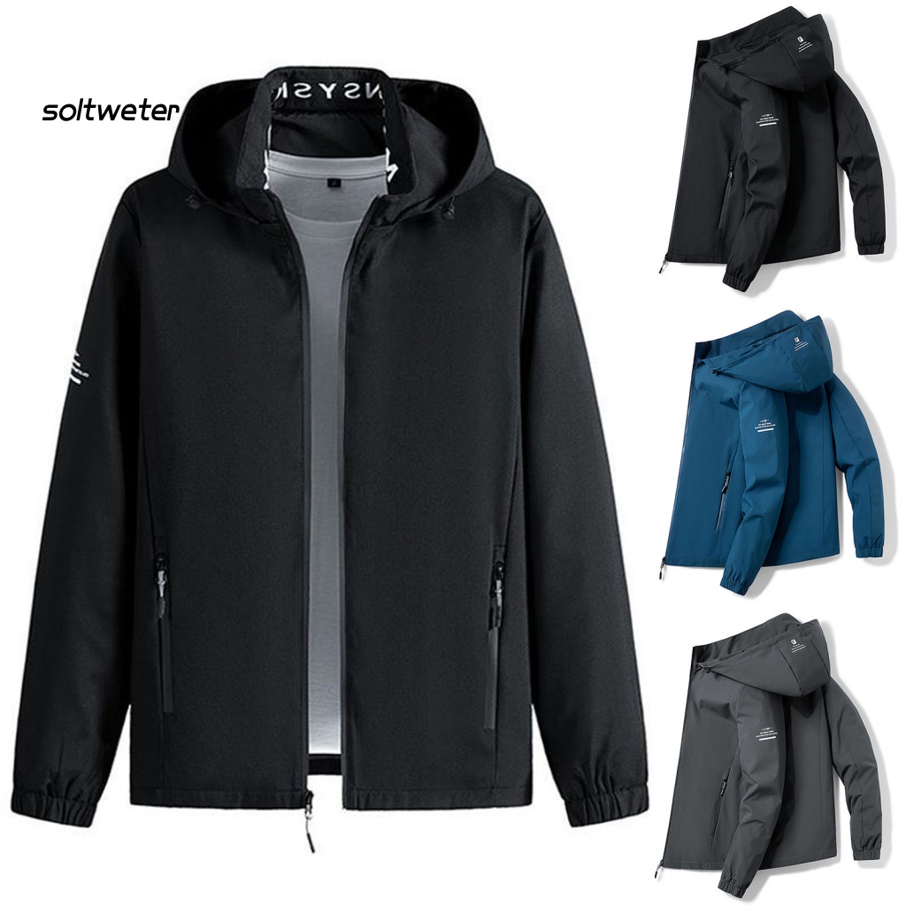 Áo Khoác Màu Trơn Có Nón Phối Túi Có Khóa Kéo Có Thể Tháo Rời Thời Trang Đường Phố Cho Nam