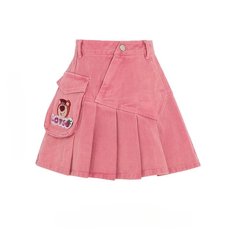 Y2k Chân Váy Jean Denim Chữ a Lưng Cao Xếp Ly Thời Trang Mùa Hè Mới Cho Nữ