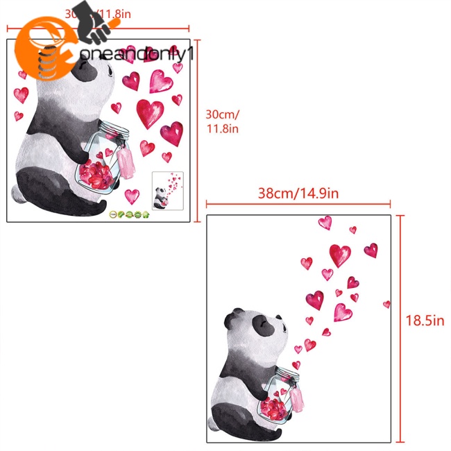 Nhãn Dán Tường Họa Tiết Gấu Trúc Vẽ Tay Phong Cách Trung Hoa Trang Trí Phòng Khách / Phòng Ngủ