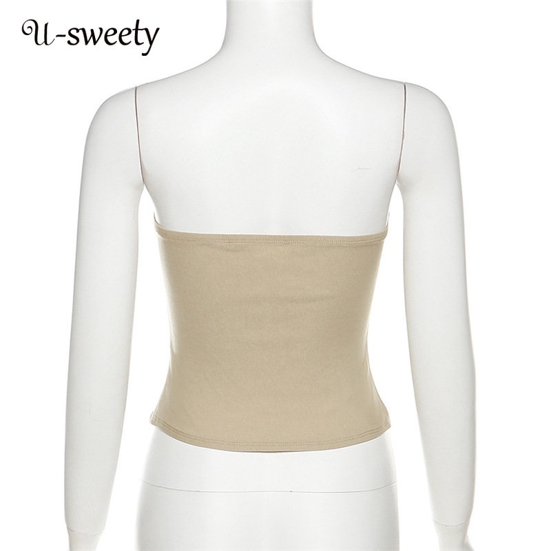 Áo Ống Không Tay Dáng Ôm Hở Vai Màu Sắc Đơn Giản Thời Trang 2023 Dành Cho Nữ