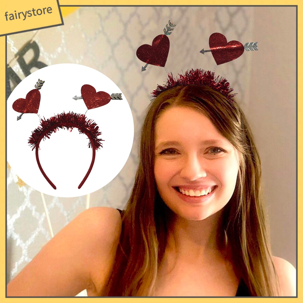 [FRO] Băng Đô Đính Kim Sa Đỏ Tạo Không Khí Co Giãn Chống Trượt Làm Quà Tặng Valentines