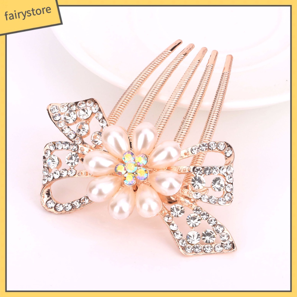 Lược Cài Tóc Năm Răng Đính Đá Lấp Lánh Dễ Sử Dụng