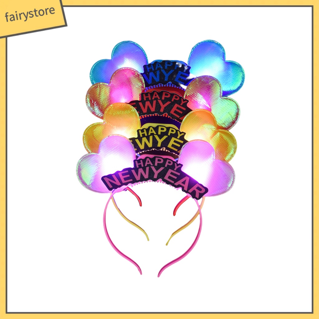 1 Bộ Băng Đô Cài Tóc Hình Trái Tim Có Đèn LED Phát Sáng Trang Trí Tiệc Năm Mới