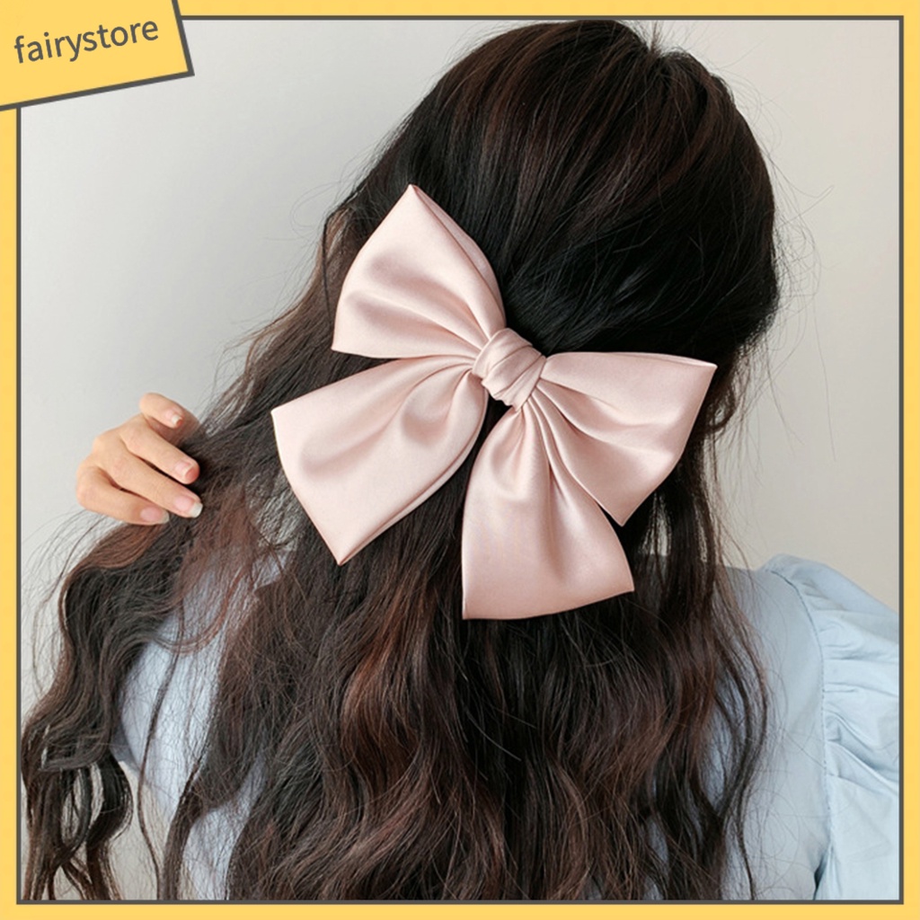 Kẹp Tóc Nơ Màu Trơn Thời Trang Dành Cho Nữ