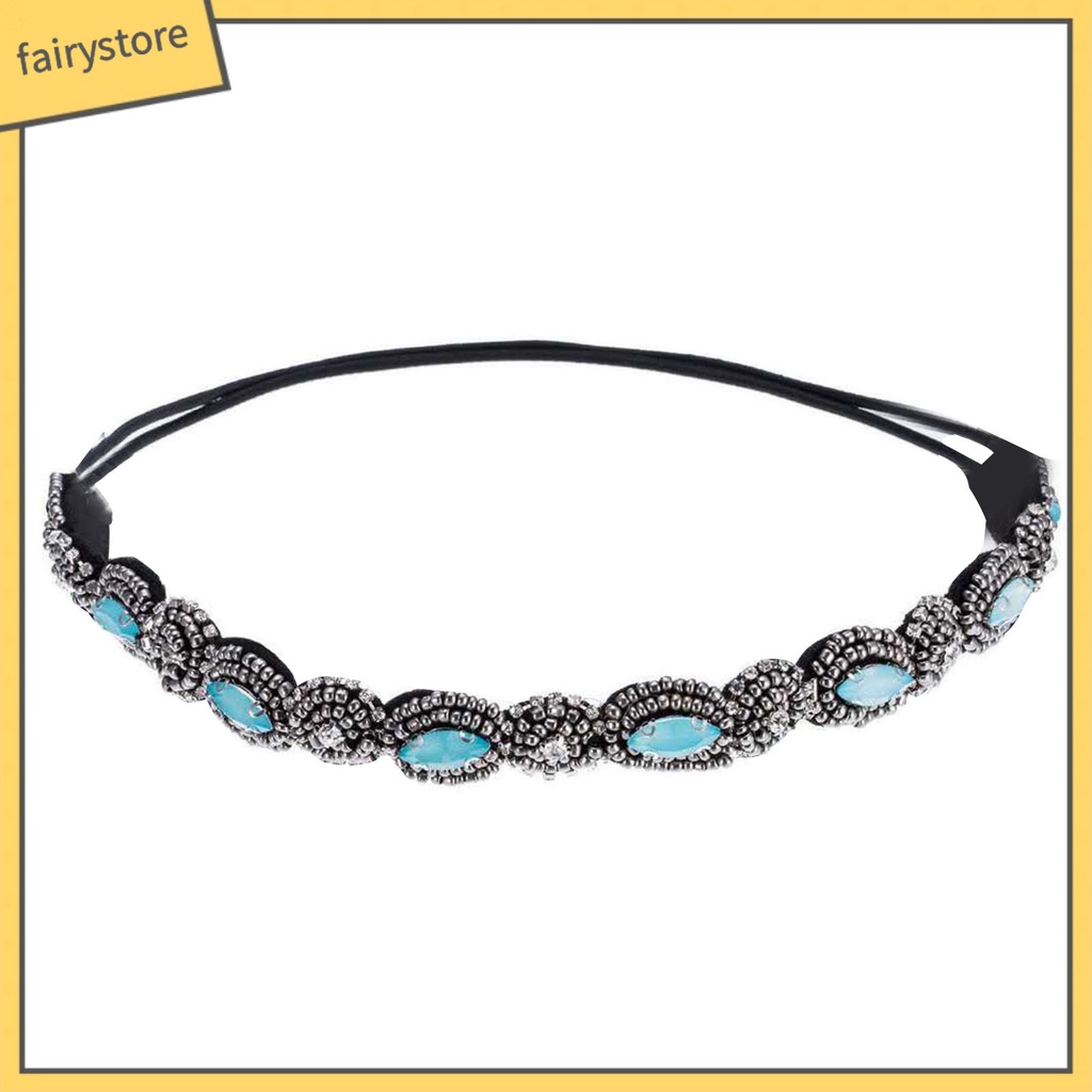 [FRO] Băng Đô Co Giãn Đính Hạt Đá Thủ Công Tinh Tế Không Kéo Cho Nữ