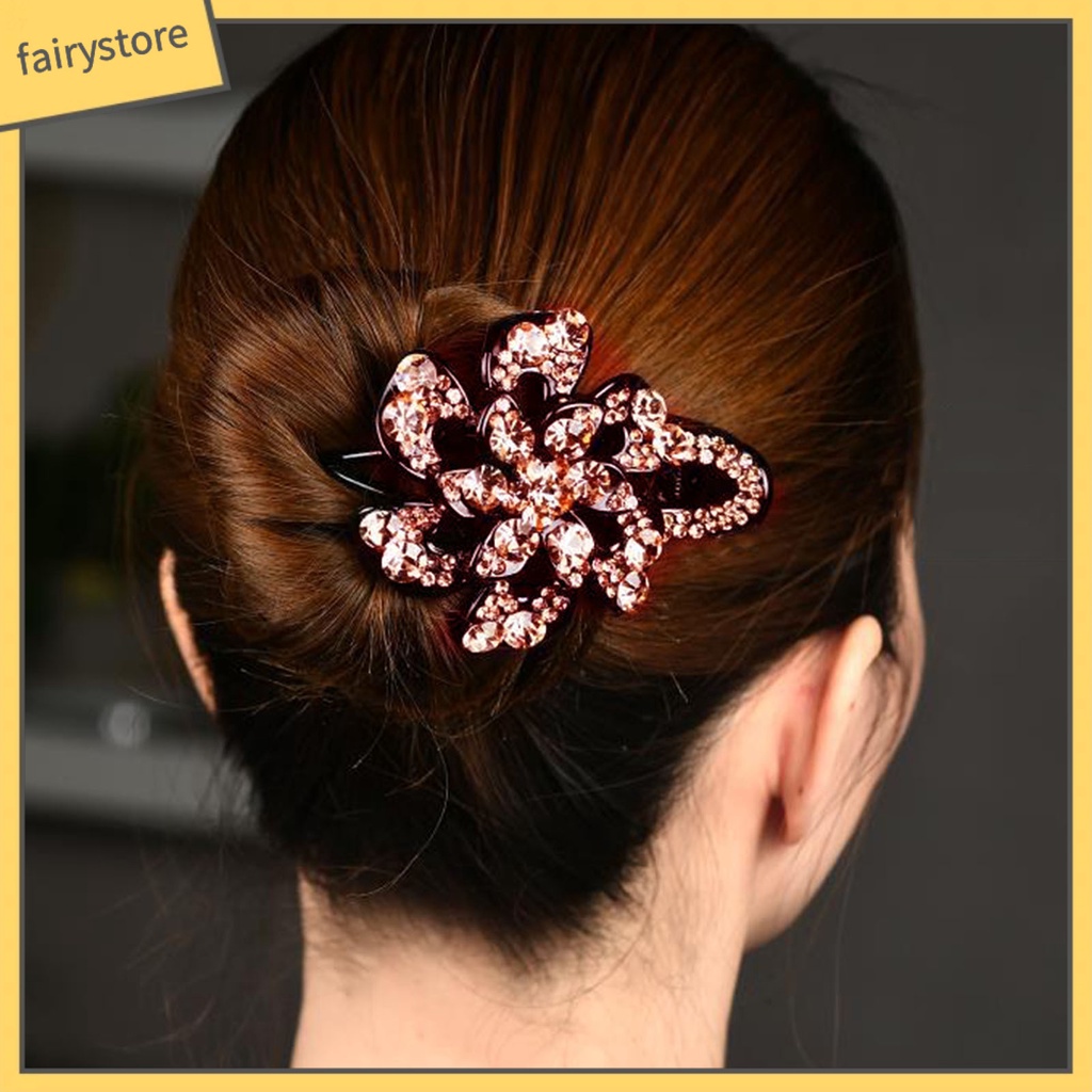 Kẹp Tóc Hình Hoa Đính Đá Bằng Acrylic Chống Trượt Dành Cho Nữ