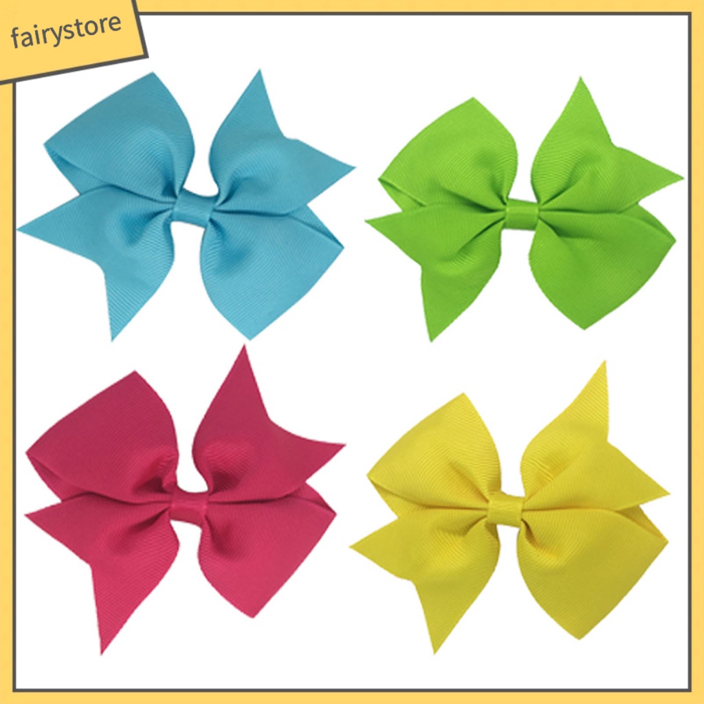 Set 20 Kẹp Tóc Nơ Chống Rơi Màu Trơn Xinh Xắn Cho Bé Gái