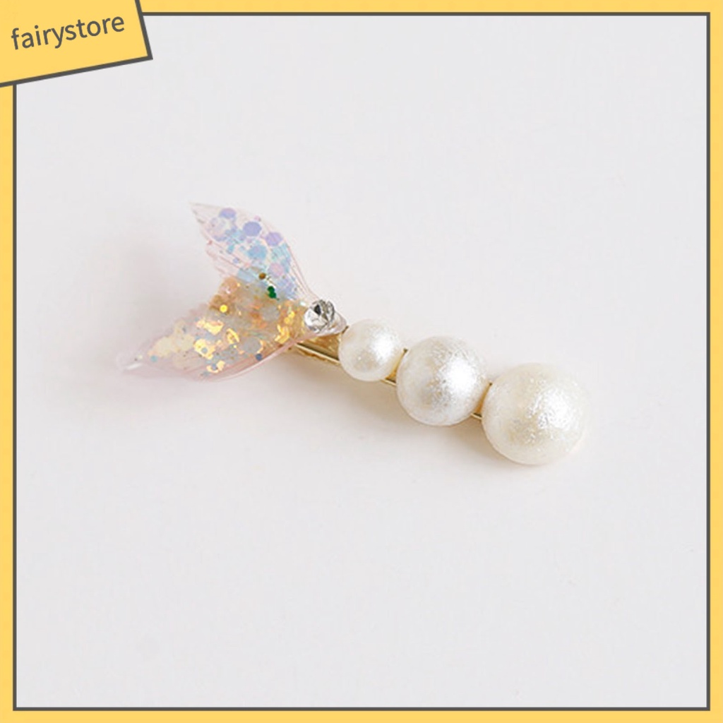 Set 1 / 2 Kẹp Tóc Dạng Chuỗi Hạt Ngọc Trai Giả Bằng Kim Loại