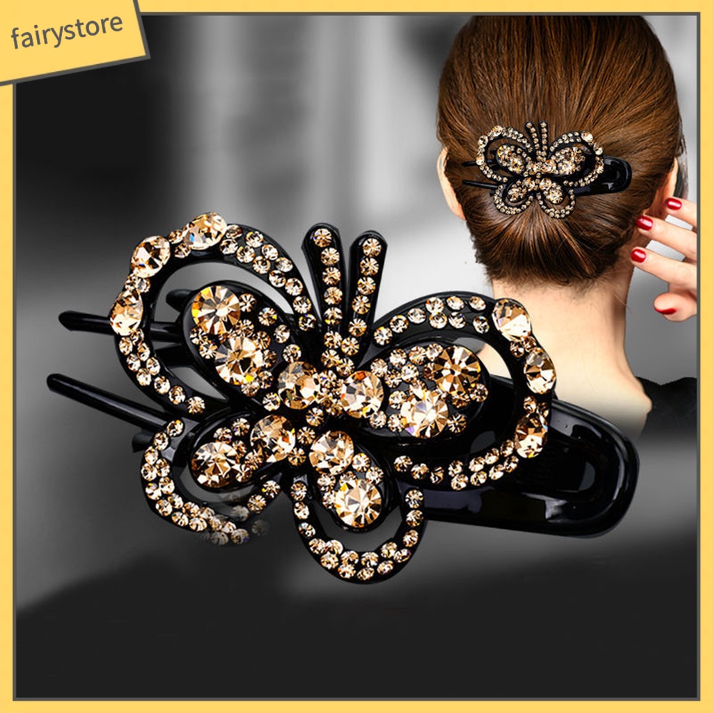 Kẹp Tóc Hình Bướm Đính Đá Chống Trượt Màu Sắc Tươi Sáng Ngọt Ngào