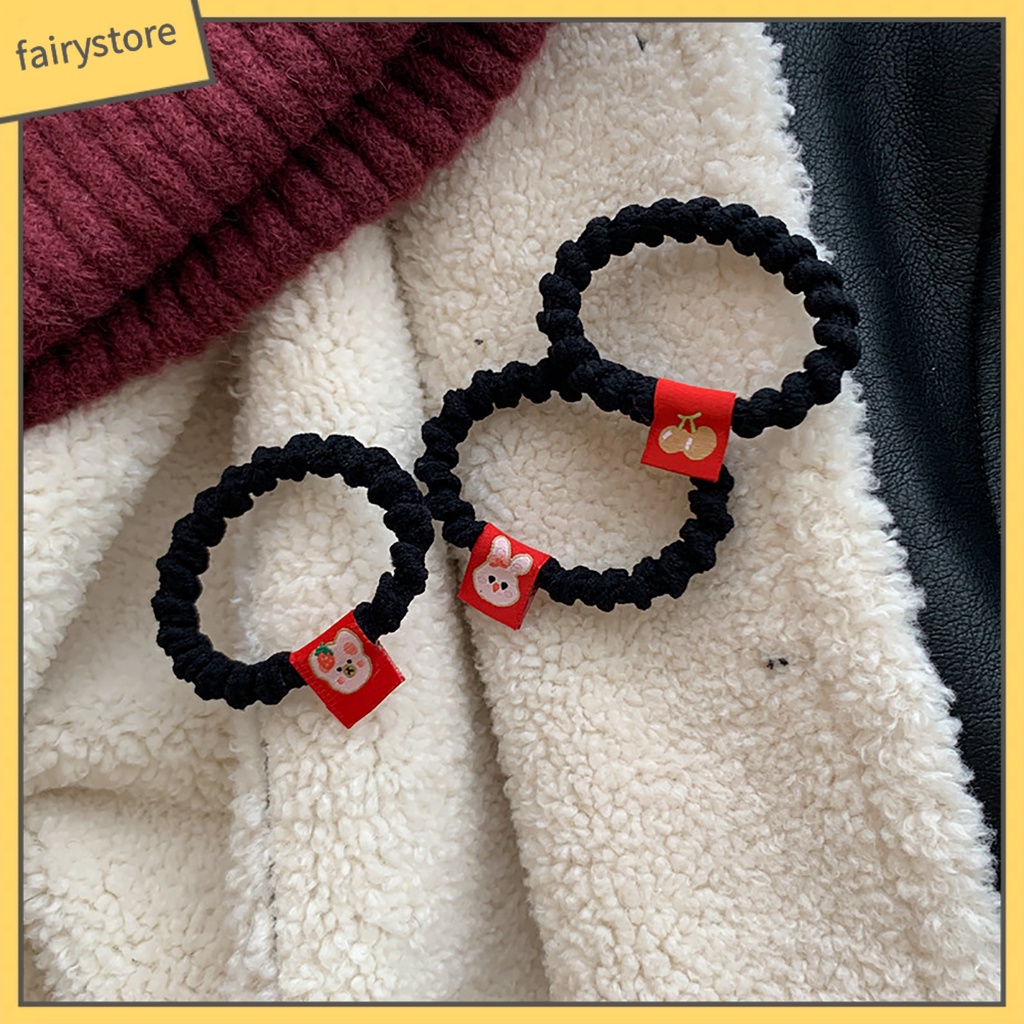 Bộ 2 Dây Cột Tóc Co Giãn Chống Trượt Hình Thỏ Xinh Xắn