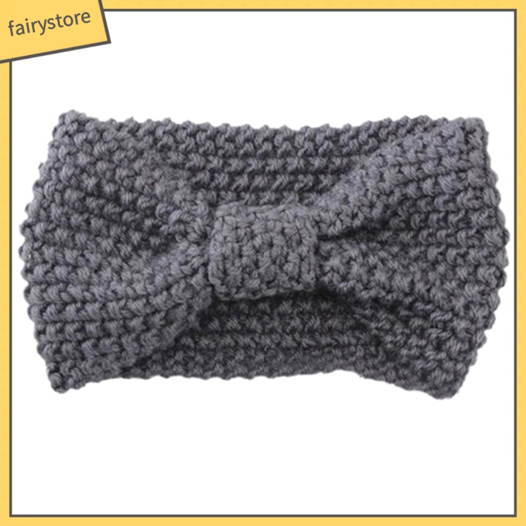 [FRO] Băng Đô Dệt Kim Thắt Nơ Màu Trơn Ấm Áp Mùa Đông Cho Nữ