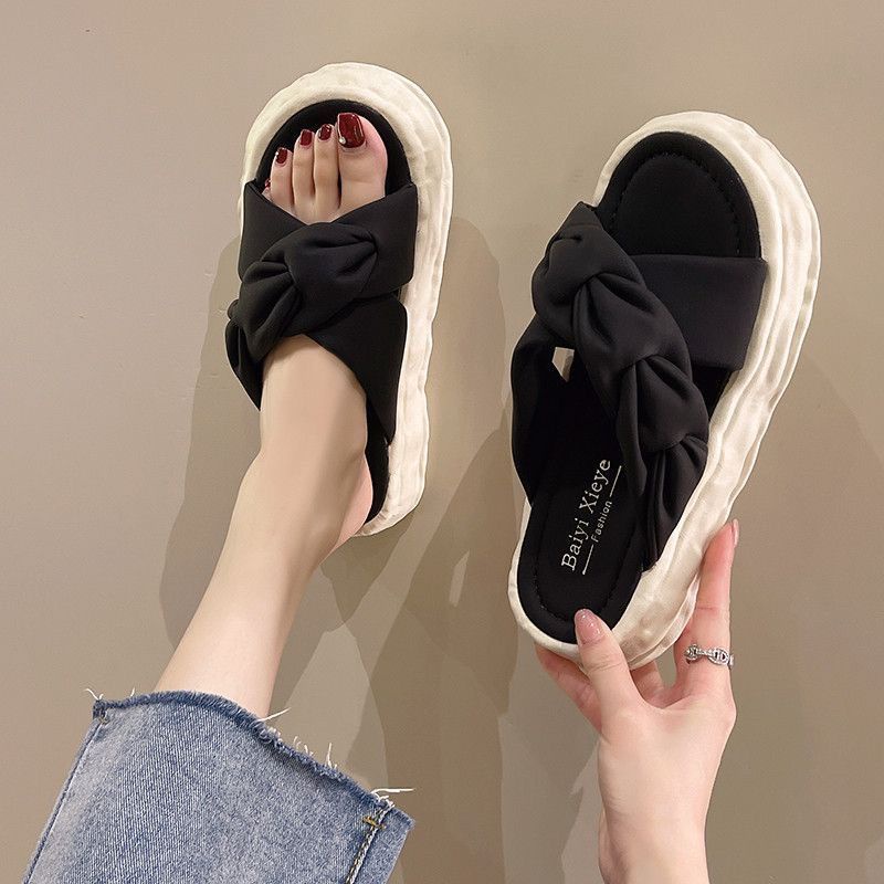 Dép Lê Nữ Đế Độn 2 Quai Chéo,Dép Quai Ngang Nữ Đế Cao 5cm  hàng quảng châu