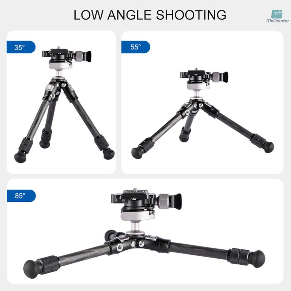 Andoer W-132C Portable Desktop Tripod Stand Carbon Fiber 25.5cm/8.9in Max. Height 5kg Load Capacity with 360° Rotatable Ballhead QR Plate for DSLR Mirrorless Camera