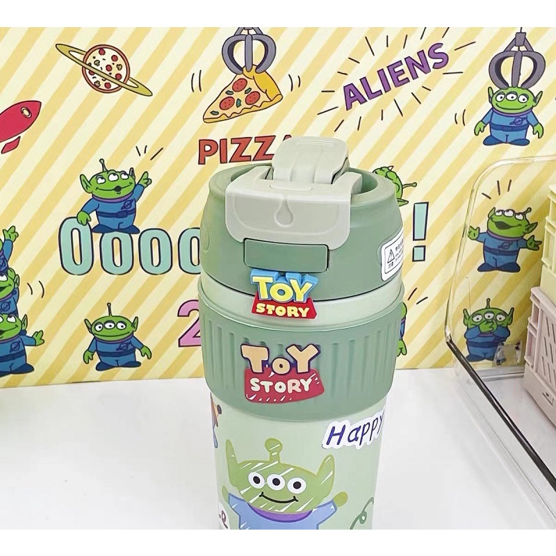 Bình Nước Giữ Nhiệt Hai Lớp Dung Tích Lớn In Họa Tiết Dâu Tây Dễ Thương Kèm Ống Hút Cho Nữ