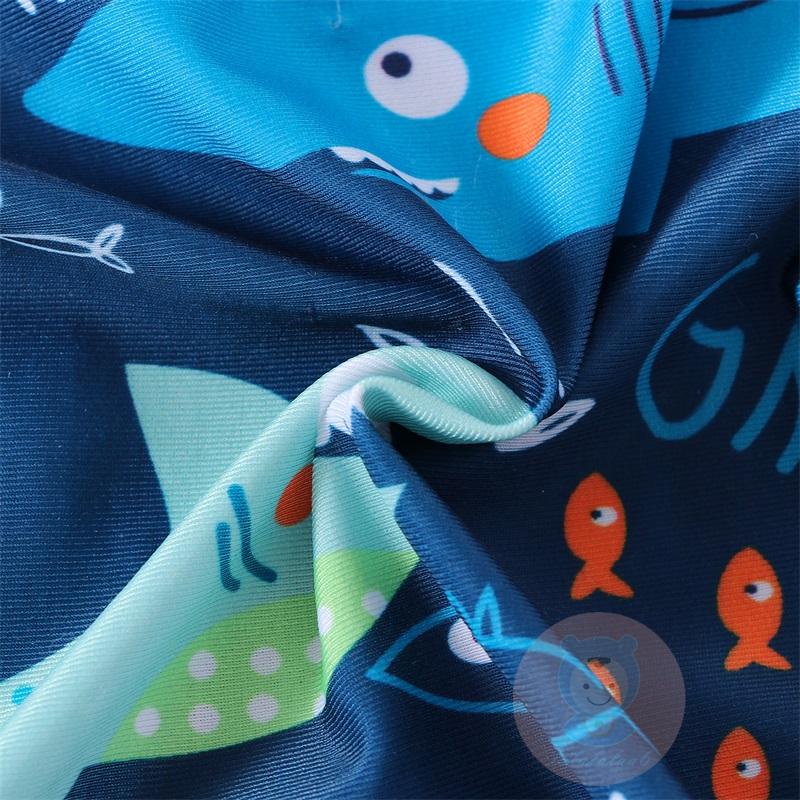 Bộ Đồ Bơi Liền Thân Ngắn Tay Phối Khóa Kéo In Hình Cá Mập LAA6-Kids