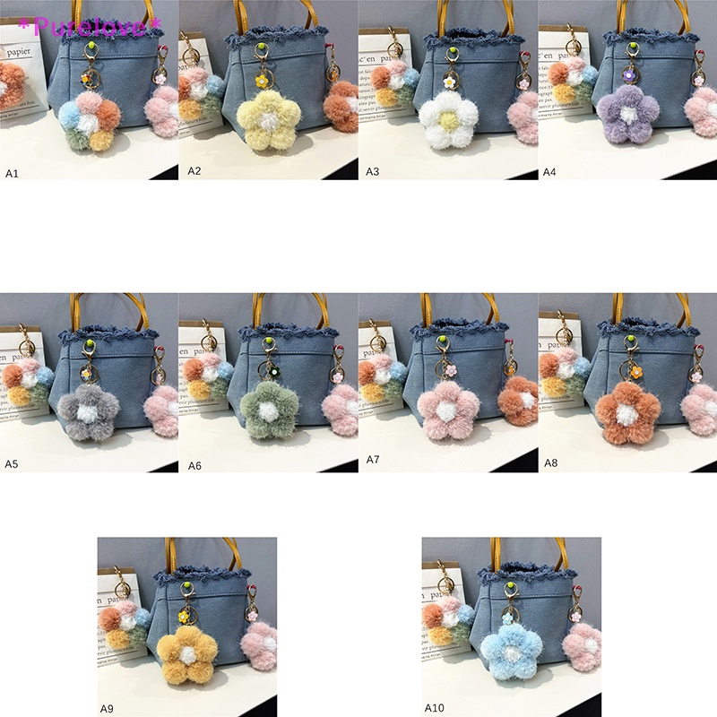 1 Móc Khóa Hình Bông Hoa Bằng Lông Xinh Xắn Mới