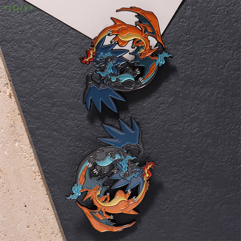Huy Hiệu Cài Áo Kim Loại Hình Pokemon Charizard Rayquaza Mới