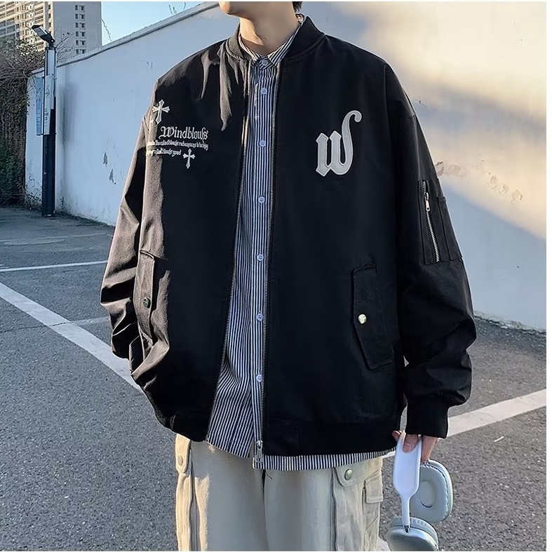 Áo Khoác Bóng Chày Thêu Họa Tiết Phong Cách Âu Mỹ Cổ Điển Thời Trang Cho Nam