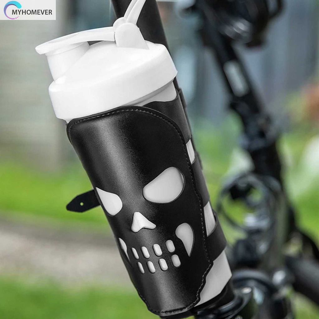 Giá Đỡ Bình Nước Bằng Da PU Hình Đầu Lâu Độc Đáo Trang Trí Xe Đạp