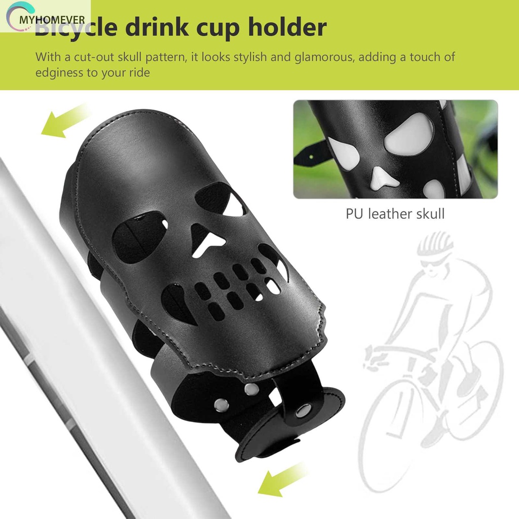 Giá Đỡ Bình Nước Bằng Da PU Hình Đầu Lâu Độc Đáo Trang Trí Xe Đạp