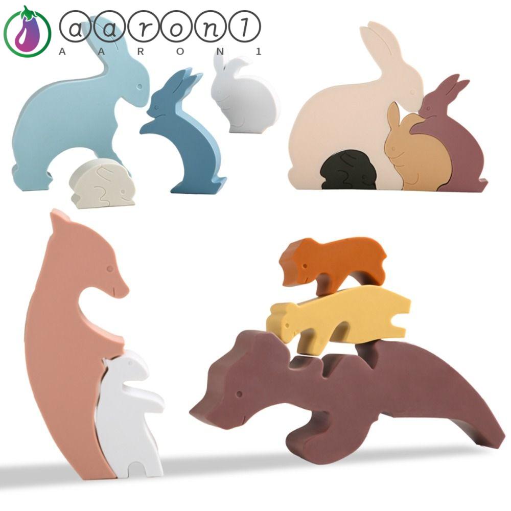 Bộ Đồ Chơi Lắp Ráp Bằng Silicone Không Mùi AARON1 Cho Trẻ Em Hình Gấu Nâu Thỏ Constructor