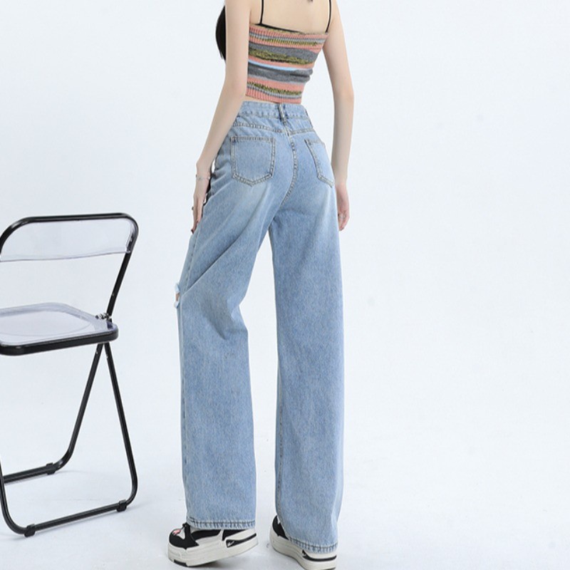 Quần Jeans Nữ Dài Lưng Cao Ống Rộng Thời Trang Hàn Quốc