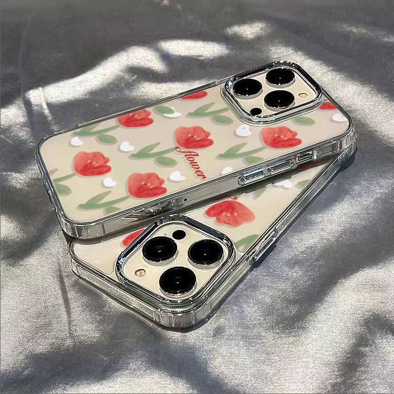 ✅Ốp Điện Thoại Mềm Chống Sốc Họa Tiết Hoa Tulip Cho Iphone 12 8 7 Max Xs Plus 13 14pro 11